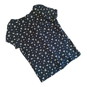 Cute girls button down shirt. Black with pink florals size XL / 14-16. EUC